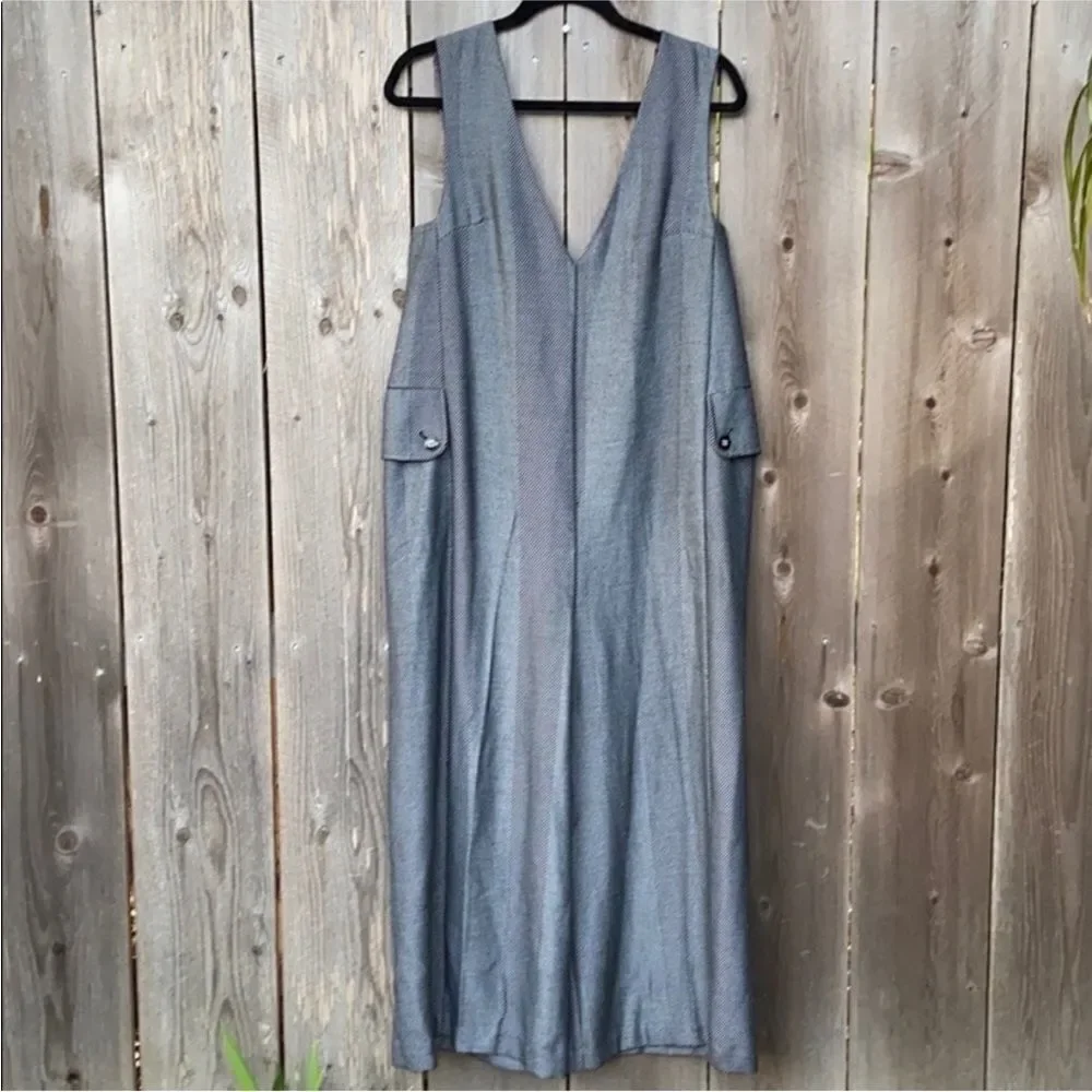 Anthropologie Cartonnier Oxford Herringbone Wide Leg Jumpsuit| M